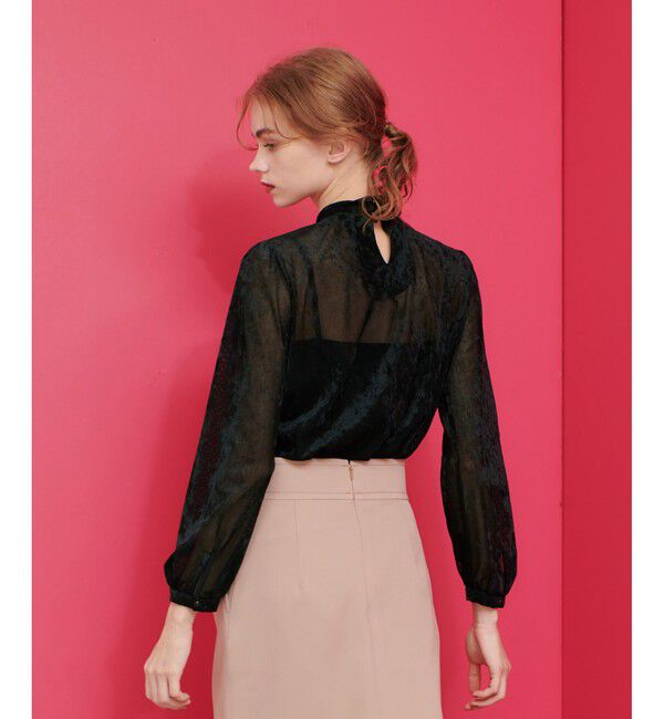 LOULOU WILLOUGHBY「【LOULOU WILLOUGHBY】シアーベロアリボンプルオーバー」|Tシャツ・カットソー|