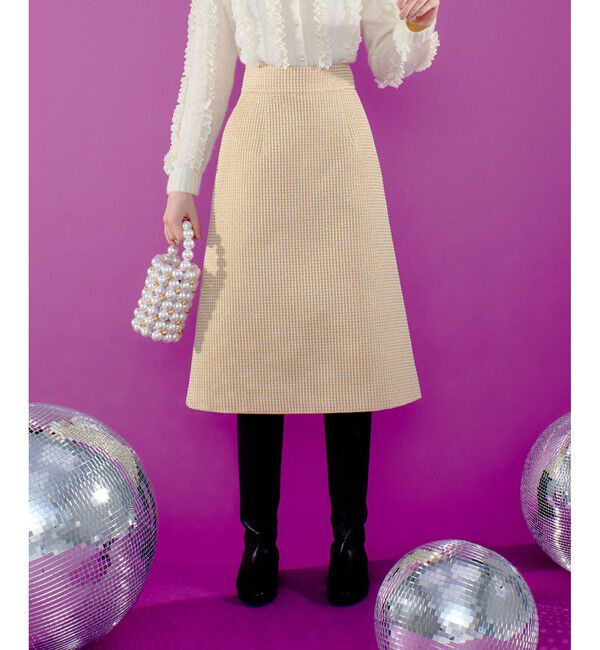 LOULOU WILLOUGHBY「【LOULOU WILLOUGHBY】スパークルジャガードスカート」|台形|イエロー