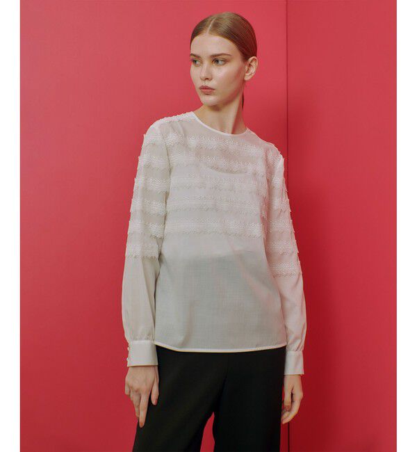 LOULOU WILLOUGHBY「【LOULOU WILLOUGHBY】ボーダーレースブラウス」|シャツ・ブラウス|