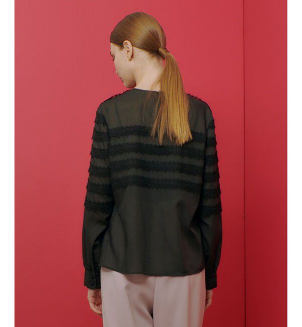 LOULOU WILLOUGHBY「【LOULOU WILLOUGHBY】ボーダーレースブラウス」|シャツ・ブラウス|