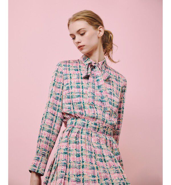 LOULOU WILLOUGHBY「【LOULOU WILLOUGHBY】チェックプリントボウタイブラウス」|シャツ・ブラウス|