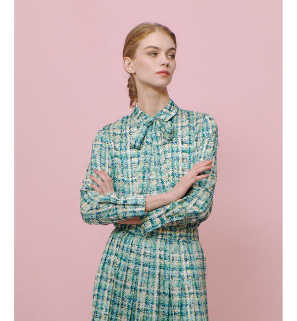 LOULOU WILLOUGHBY「【LOULOU WILLOUGHBY】チェックプリントボウタイブラウス」|シャツ・ブラウス|