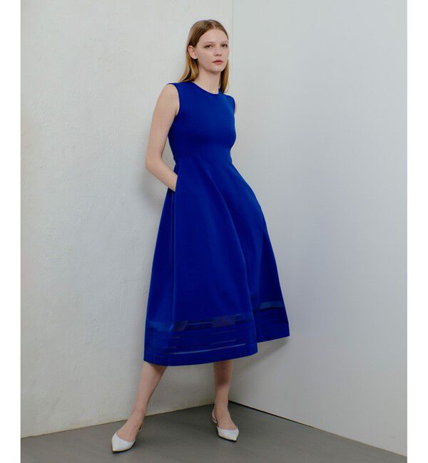 allureville「◇ウエストマークリブワンピース」|ワンピース|ブルー