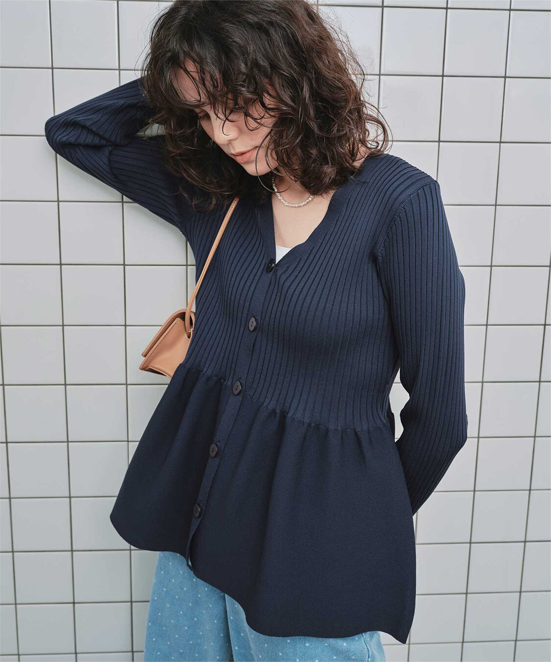 titivate「前後2wayペプラムニットトップス」|ニット・セーター|ネイビー
