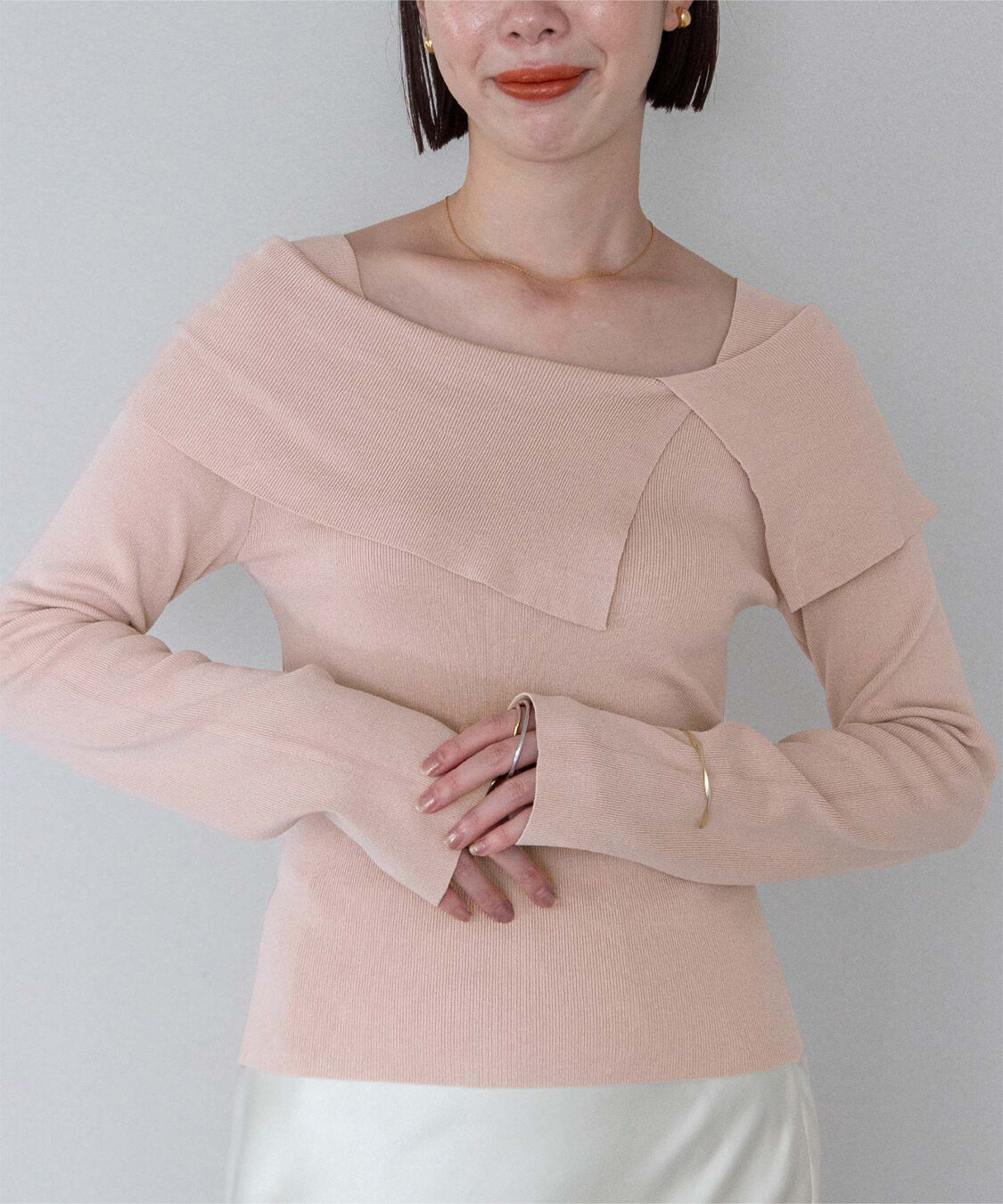 ur's「ケープデザインニット」|ニット・セーター|ピンクベージュ