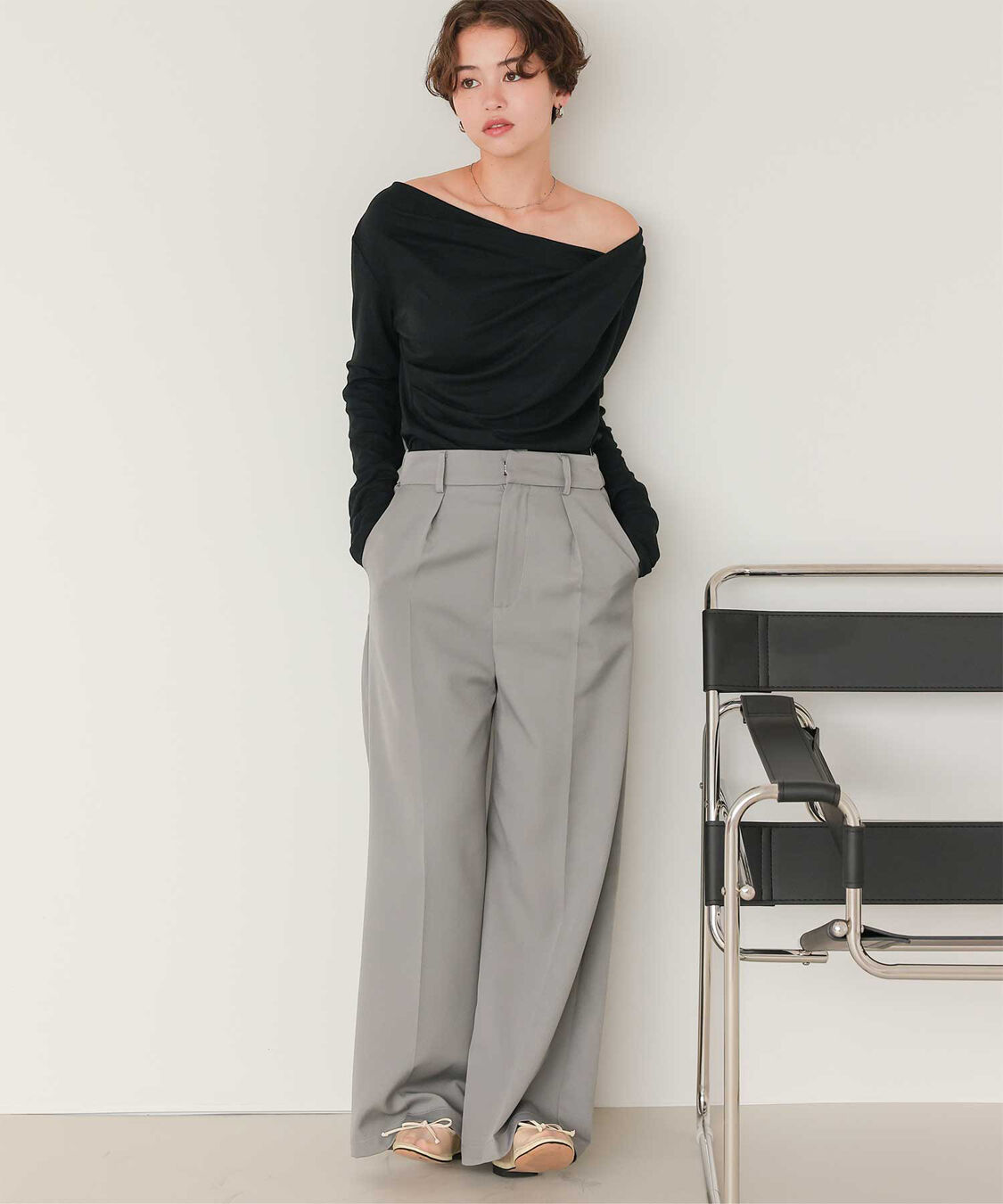 titivate「オフショルダーロングスリーブTシャツ」|Tシャツ・カットソー|