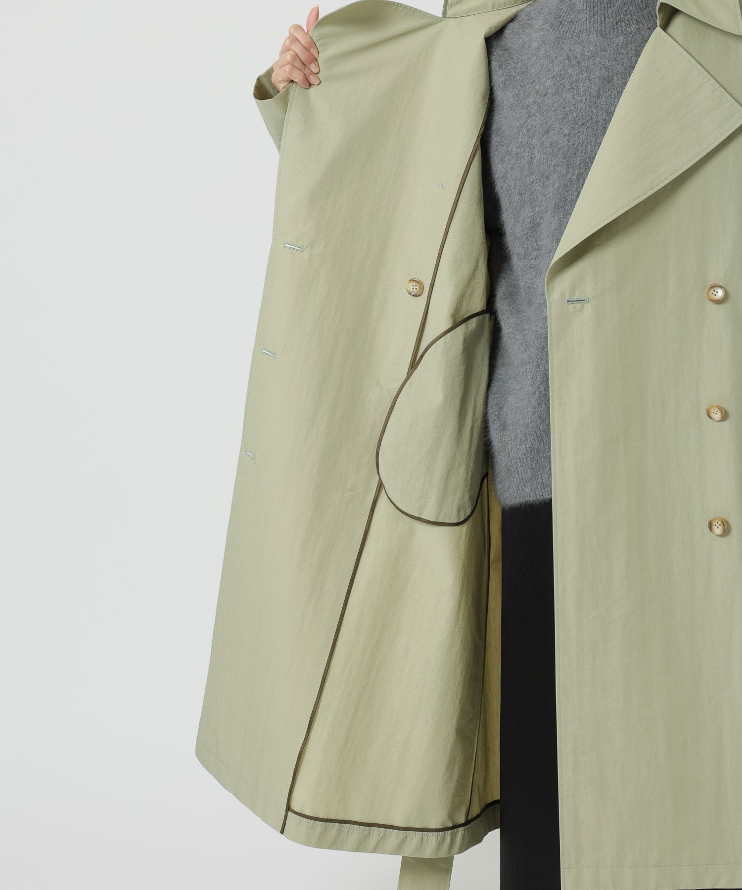 BABYLONE「コットンナイロンロングトレンチ」|トレンチコート|