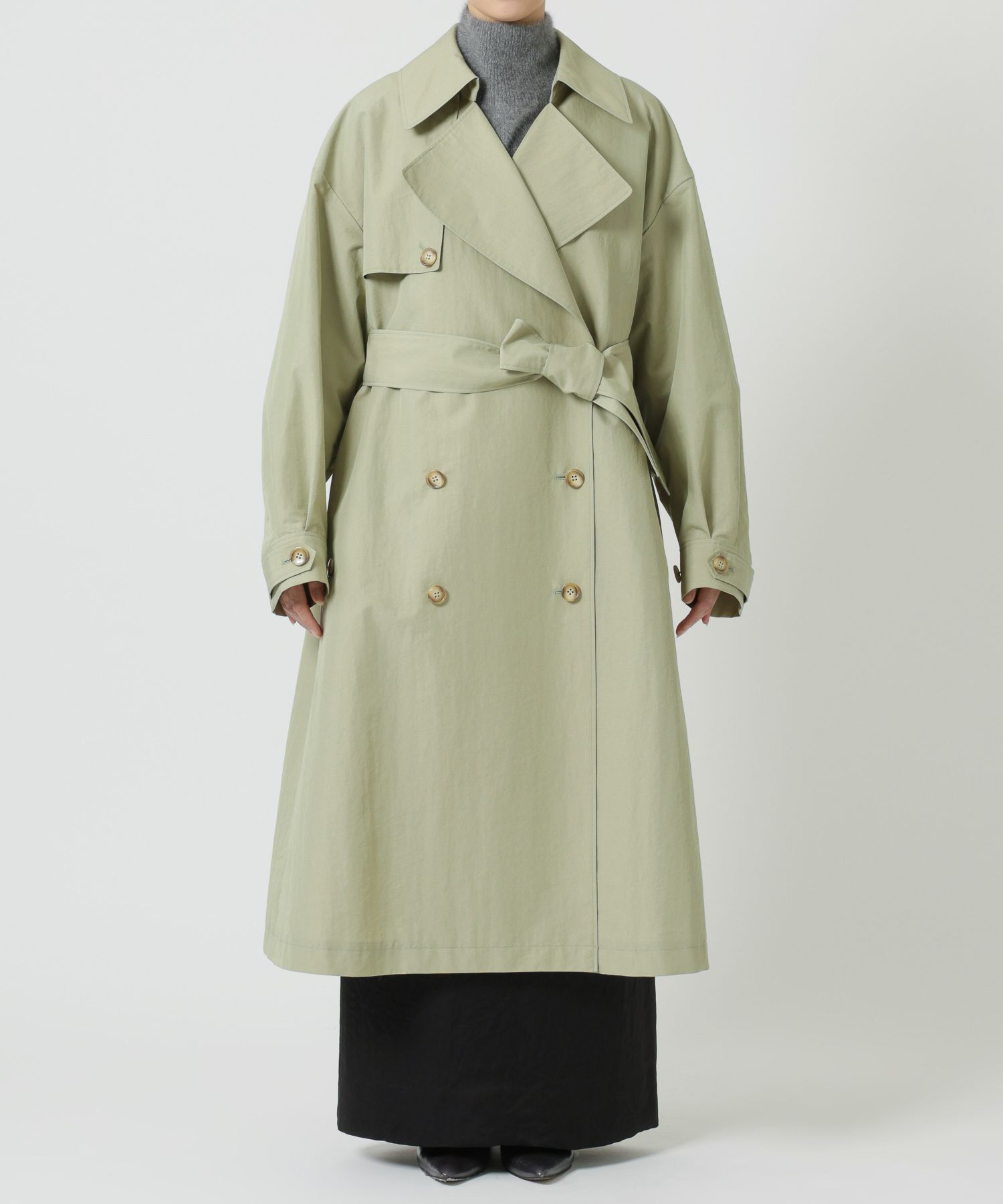 BABYLONE「コットンナイロンロングトレンチ」|トレンチコート|