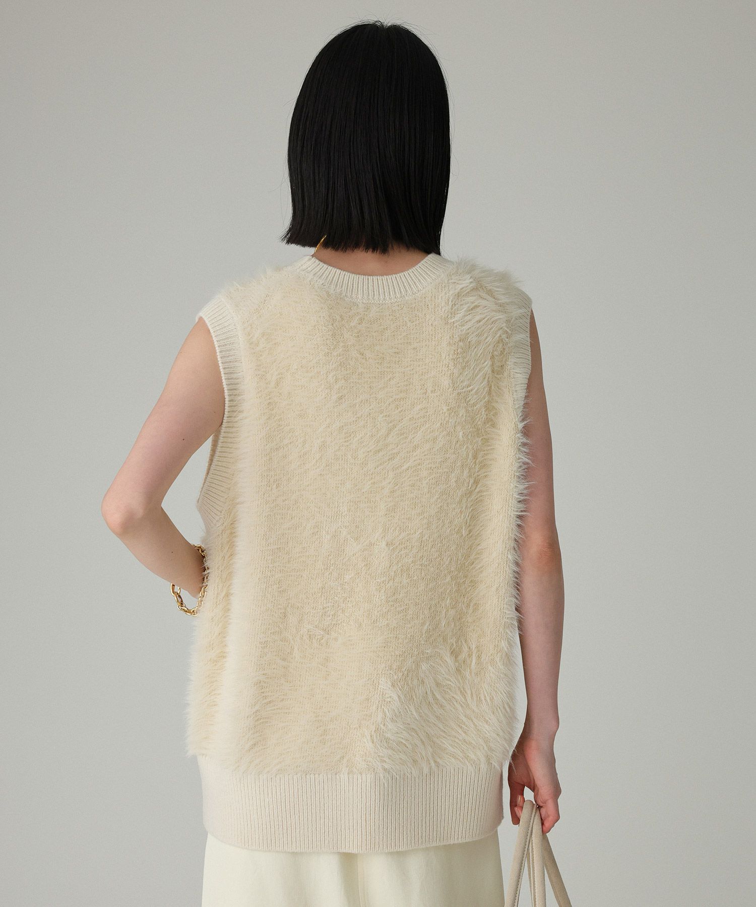 BABYLONE「ロングシャギーベスト」|ニット・セーター|