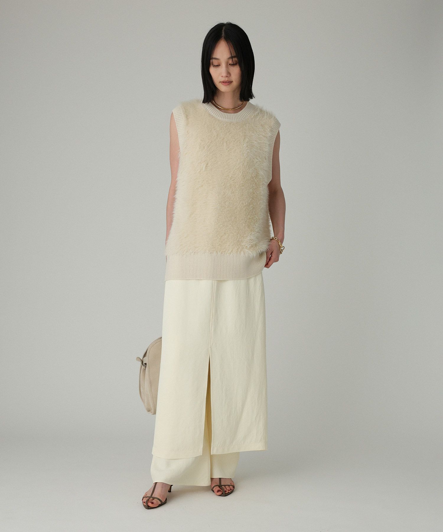 BABYLONE「ロングシャギーベスト」|ニット・セーター|