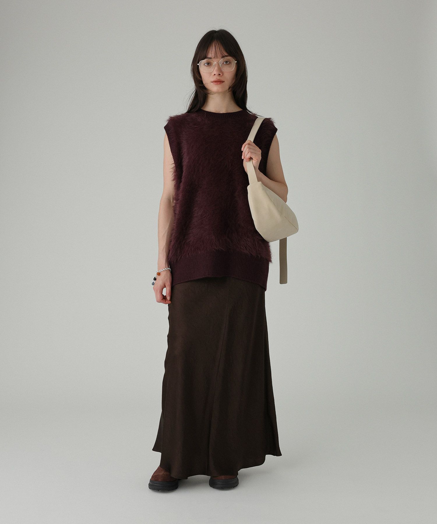 BABYLONE「ロングシャギーベスト」|ニット・セーター|