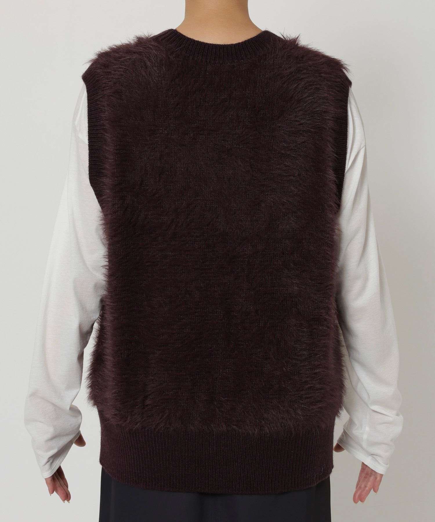 BABYLONE「ロングシャギーベスト」|ニット・セーター|