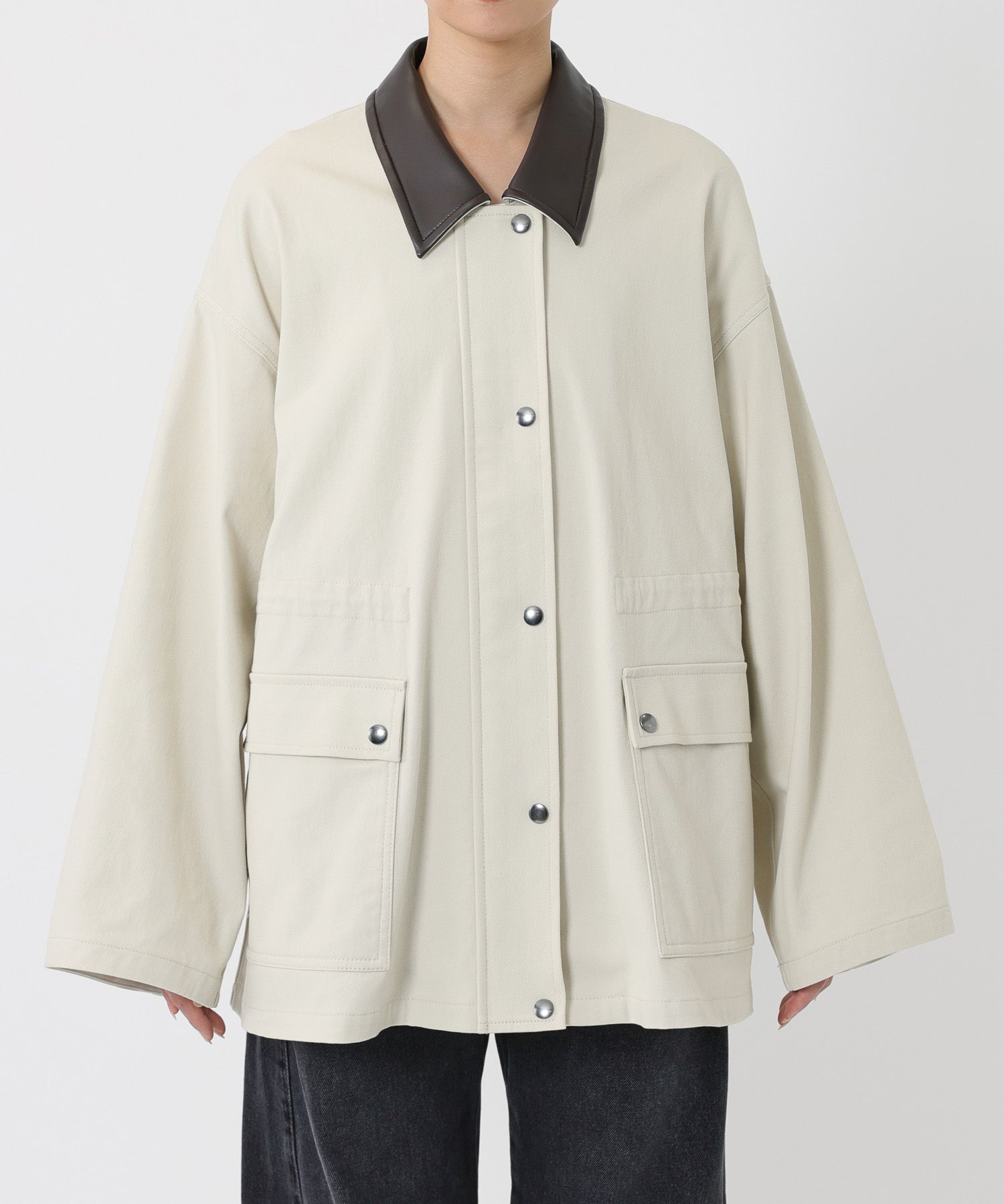 BABYLONE「コットンカルゼバイカラーブルゾン」|ブルゾン・スタジャン|