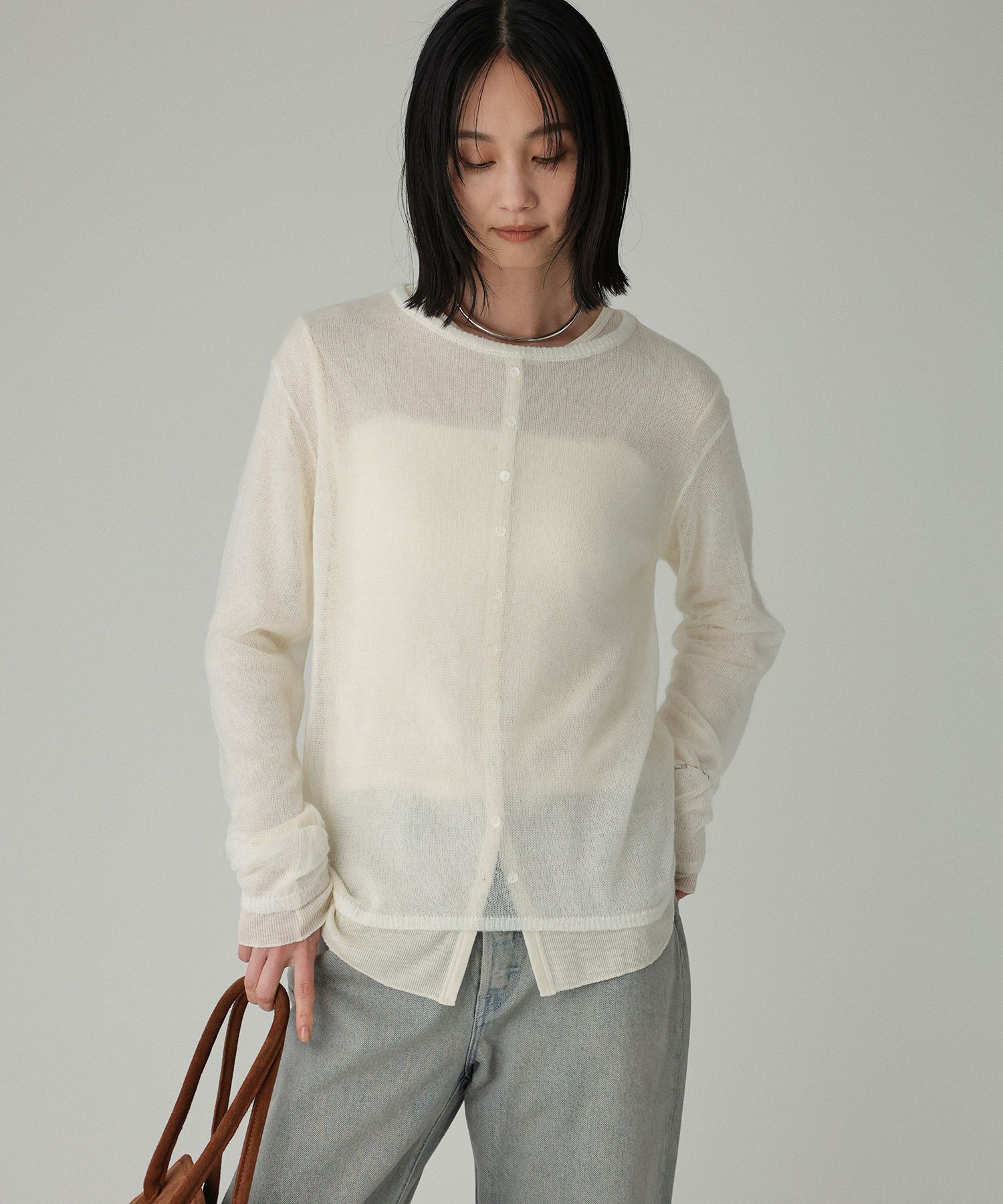 BABYLONE「シアークルーネックプルオーバー」|Tシャツ・カットソー|ﾎﾜｲﾄ