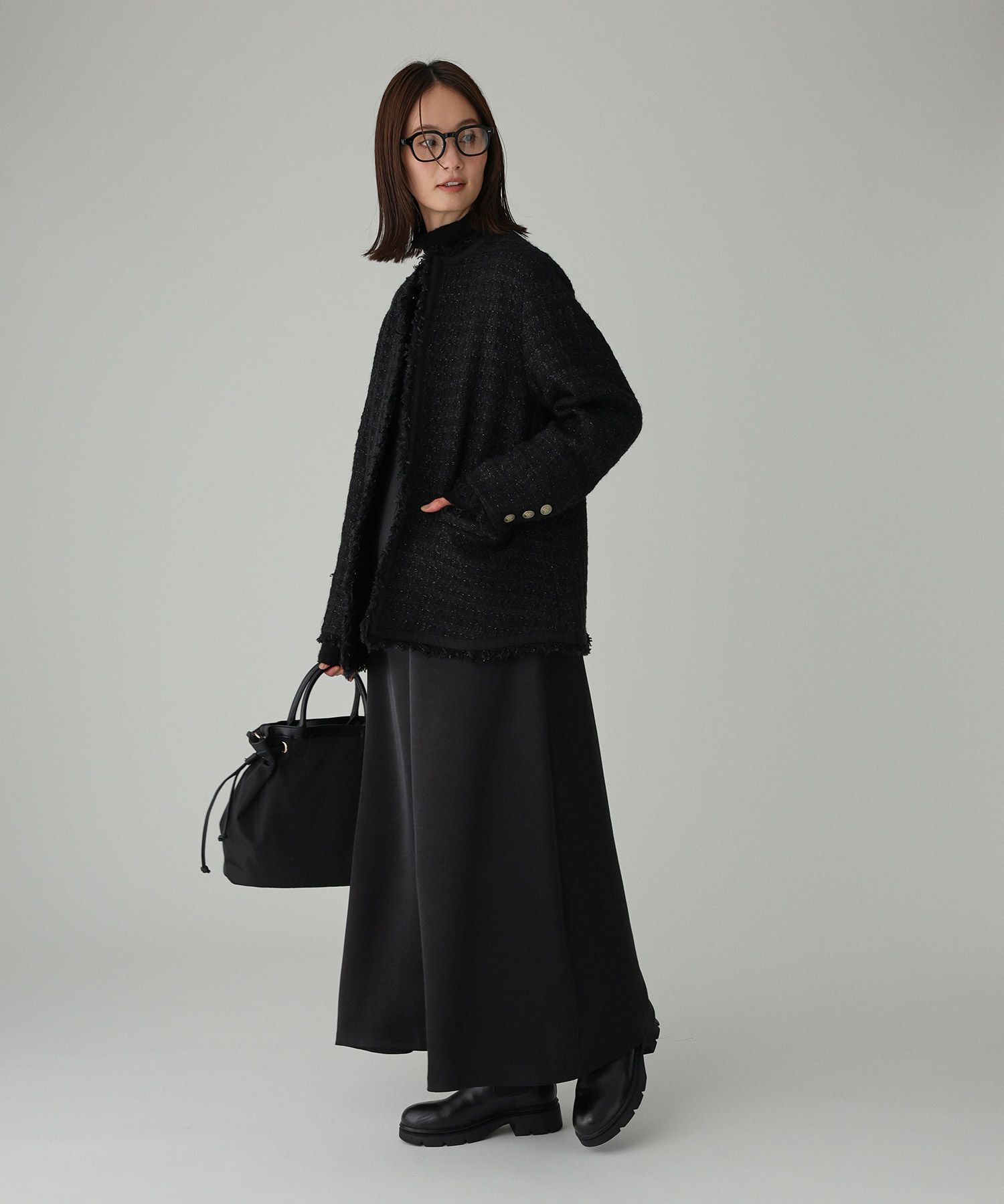 BABYLONE「【柳橋唯さんコラボアイテム】ツイードジャケット」|ノーカラージャケット|