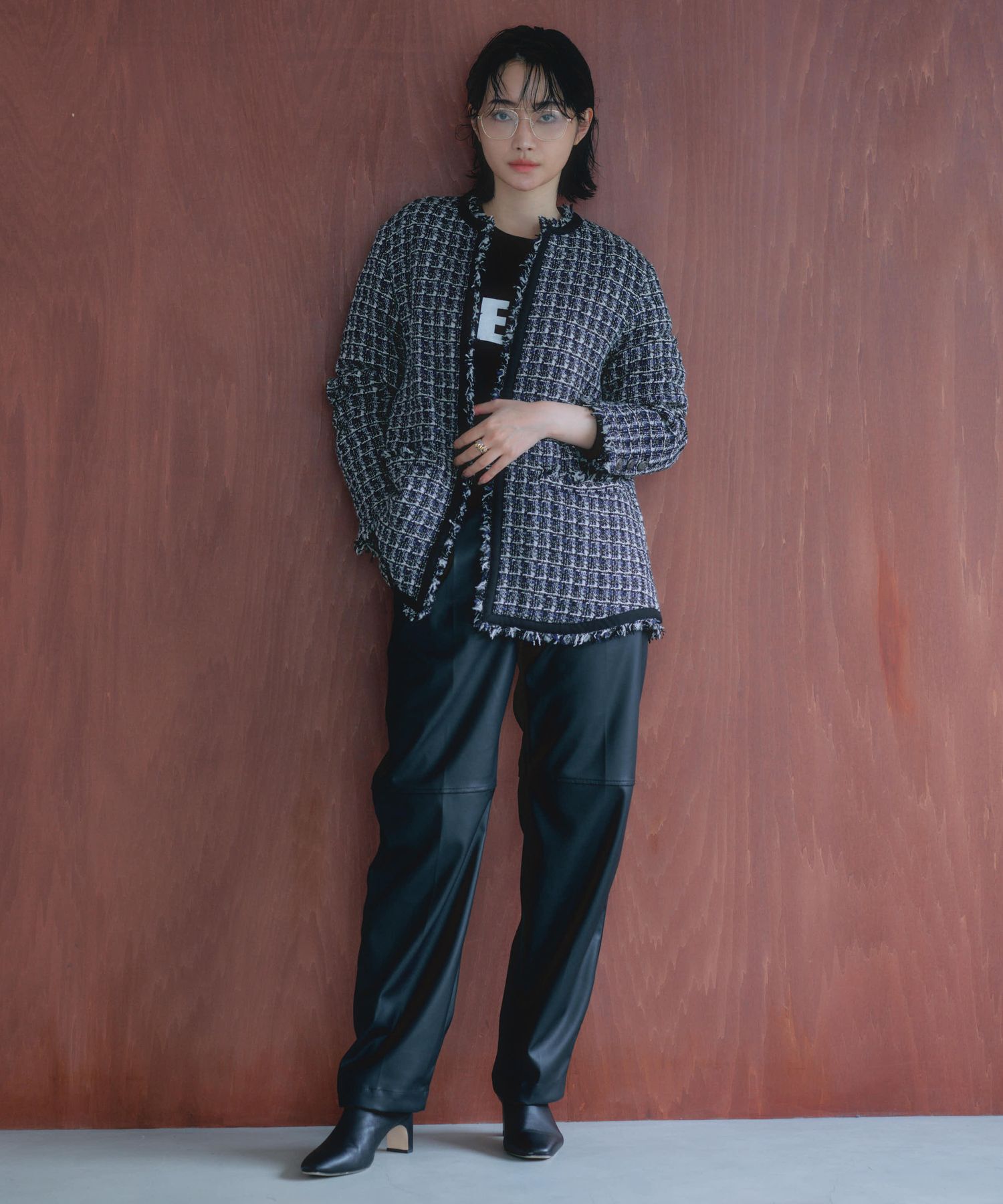 BABYLONE「【柳橋唯さんコラボアイテム】ツイードジャケット」|ノーカラージャケット|