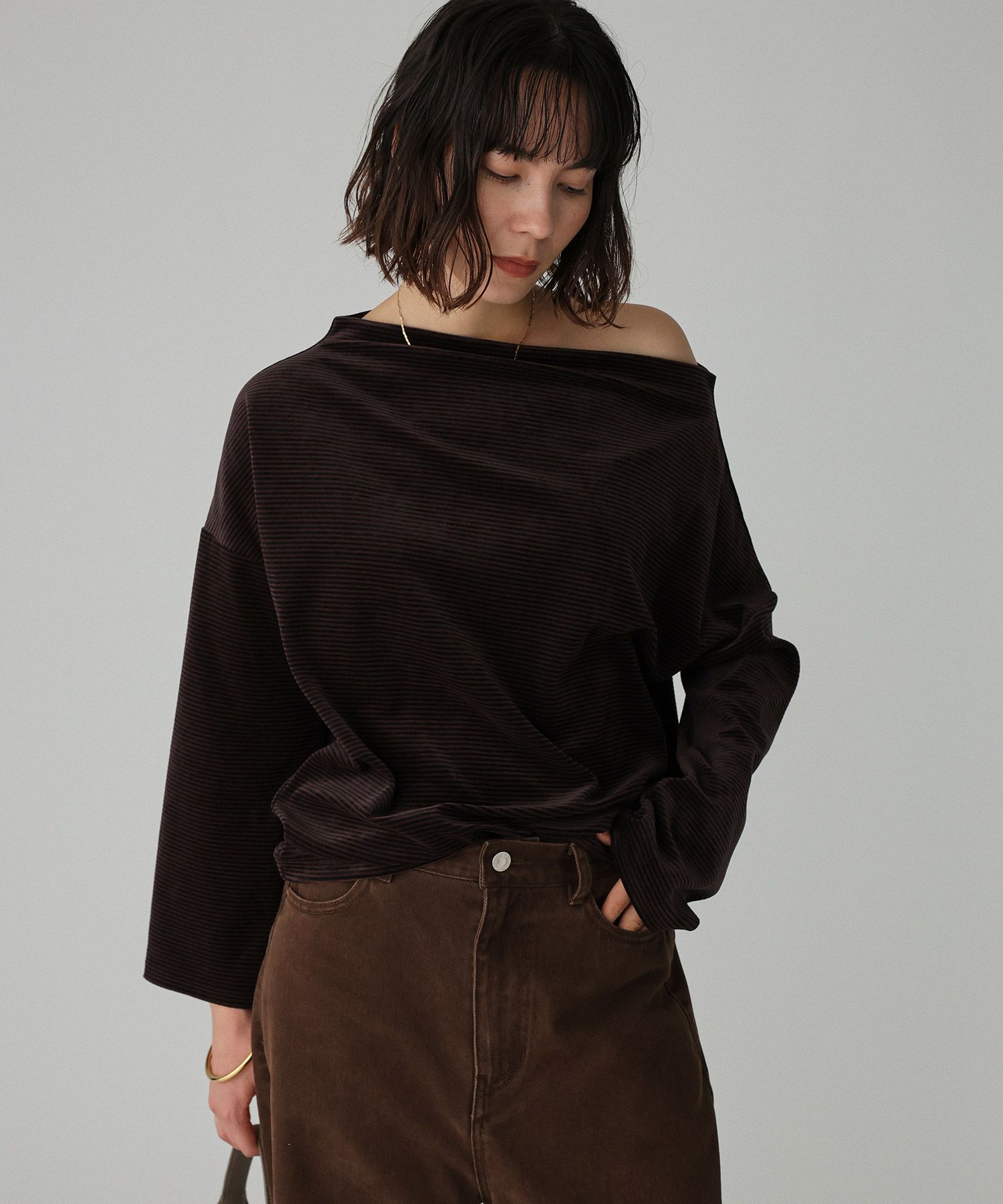 BABYLONE「【洗濯可】ベロアドレーププルオーバー」|Tシャツ・カットソー|ﾌﾞﾗｳﾝ