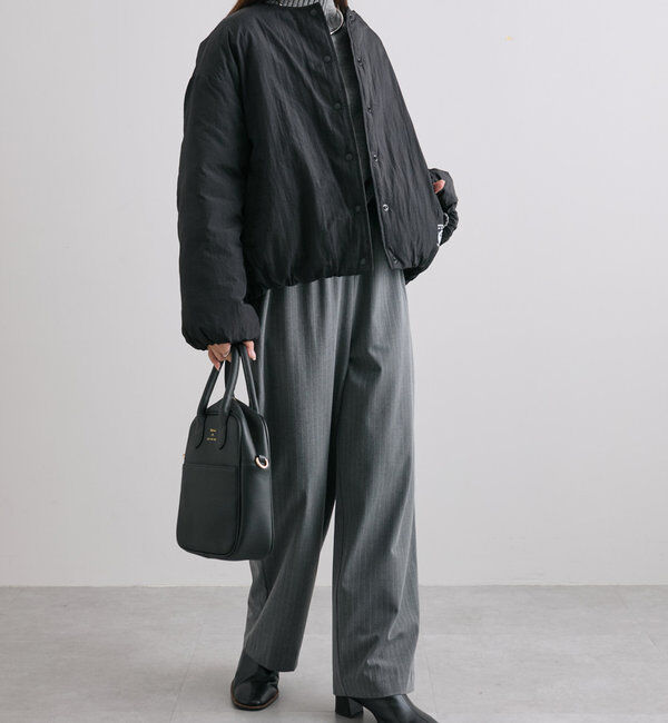  「【リバーシブル】リサイクルダウンノーカラージャケット」|ダウン|