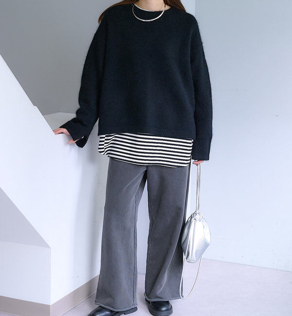  「【Du noir】FOX混袖口スリットニット」|ニット・セーター|