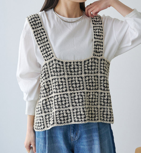  「【リバイバル/WEB限定】クロシェ編み風ビスチェ」|ニット・セーター|