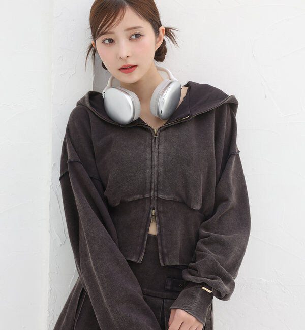  「【セットアップ可能】フード付きパーカー」|プルオーバー|チャコールグレー