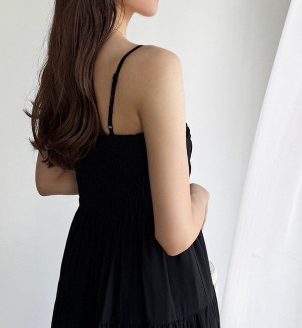  「肩リボンティアードキャミワンピース」|ワンピース|