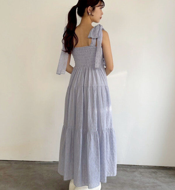  「肩リボンティアードキャミワンピース」|ワンピース|