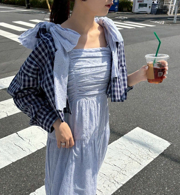  「肩リボンティアードキャミワンピース」|ワンピース|