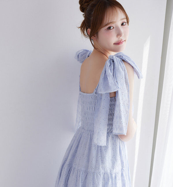  「肩リボンティアードキャミワンピース」|ワンピース|