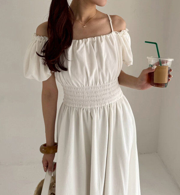  「【全骨格細見え】半袖シャーリングワンピ」|ワンピース|