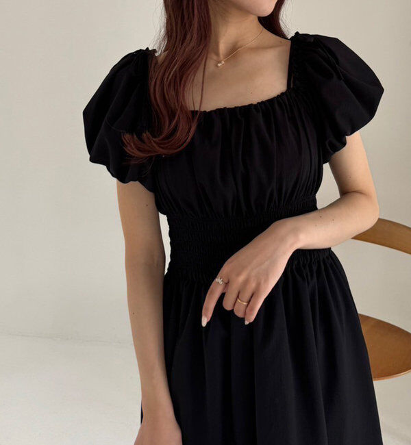  「【全骨格細見え】半袖シャーリングワンピ」|ワンピース|