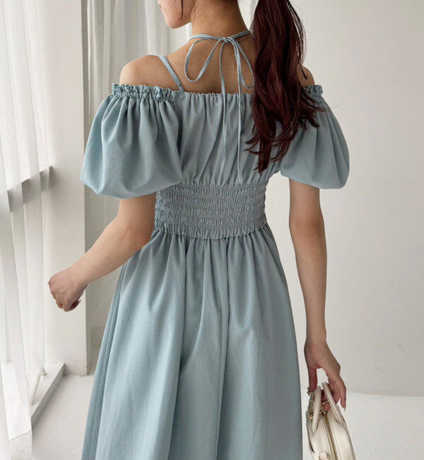  「【全骨格細見え】半袖シャーリングワンピ」|ワンピース|