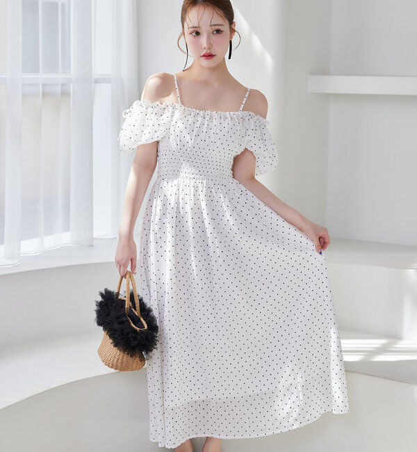  「【全骨格細見え】半袖シャーリングワンピ」|ワンピース|ホワイト系その他