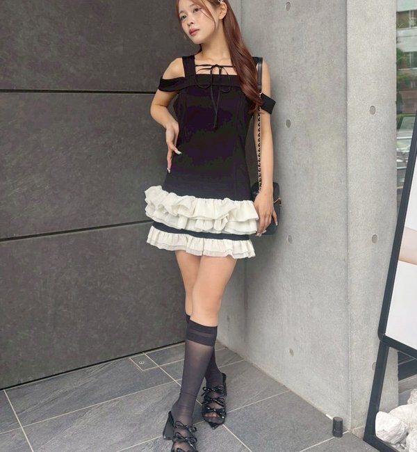  「【お揃いcollection】フリルミニワンピ」|ワンピース|