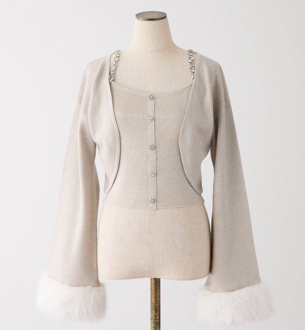  「【Twinkle Collection】袖ファーボレロ+キラキラビスチェSET」|ニット・セーター|