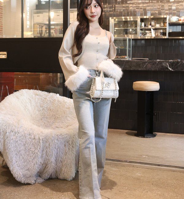  「【Twinkle Collection】袖ファーボレロ+キラキラビスチェSET」|ニット・セーター|