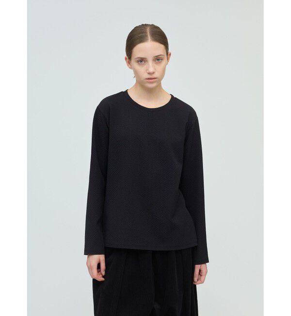 mizuiro ind「mizuiro ind ジャカードクルーネックプルオーバー」|Tシャツ・カットソー|ブラック
