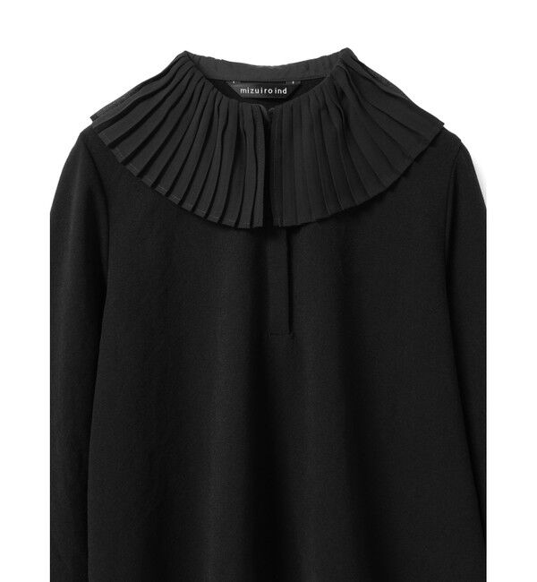 mizuiro ind「mizuiro ind プリーツカラーシャツプルオーバー」|シャツ・ブラウス|