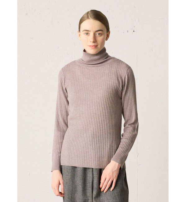 MidiUmi「MidiUmi ハイネックリブプルオーバー」|ニット・セーター|ベージュ