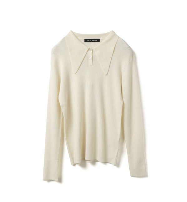 mizuiro ind「mizuiro ind ロングカラーニットポロ」|ニット・セーター|アイボリー