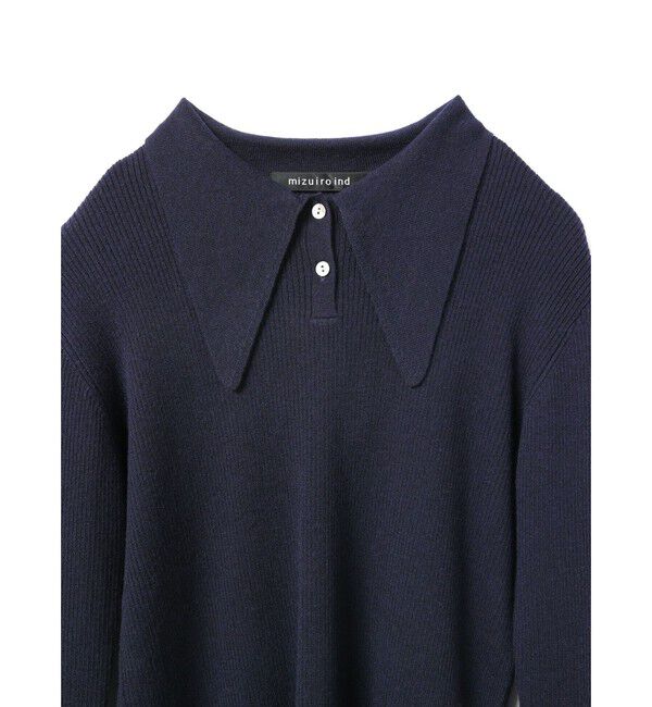 mizuiro ind「mizuiro ind ロングカラーニットポロ」|ニット・セーター|