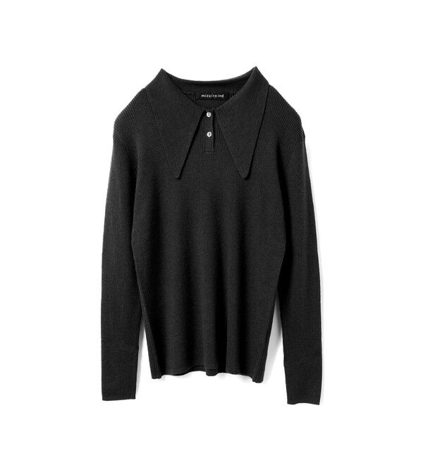 mizuiro ind「mizuiro ind ロングカラーニットポロ」|ニット・セーター|