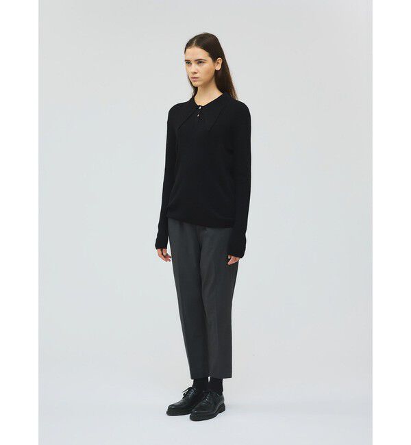 mizuiro ind「mizuiro ind ロングカラーニットポロ」|ニット・セーター|