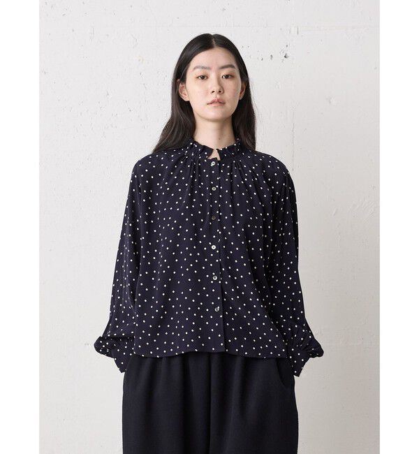 MidiUmi「MidiUmi IPEKERプリントドットシャツ」|シャツ・ブラウス|ネイビー