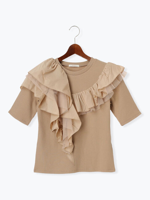 Te chichi「アシメフリルリブプルオーバー」|Tシャツ・カットソー|