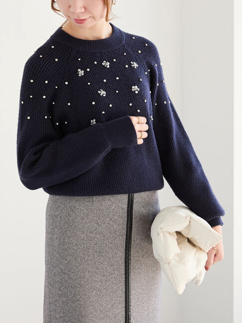 Te chichi「フラワービジュー畦ニットプルオーバー」|ニット・セーター|