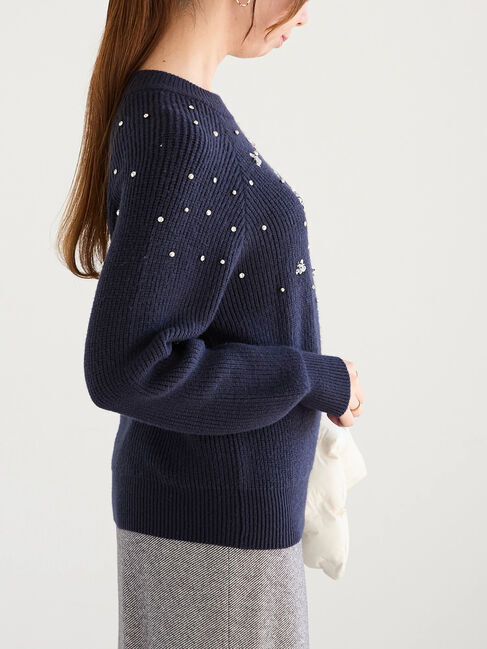 Te chichi「フラワービジュー畦ニットプルオーバー」|ニット・セーター|