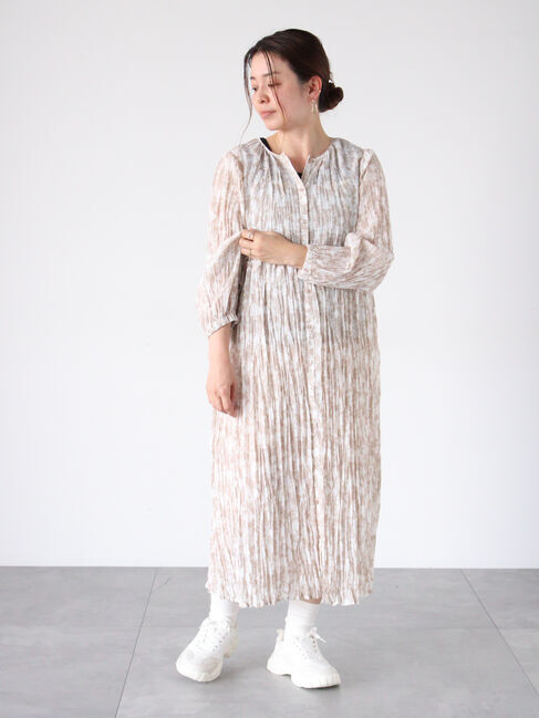 Lugnoncure「ボタニカル柄シワ加工ワンピース《2025spring catalog item》」|ワンピース|ベージュ