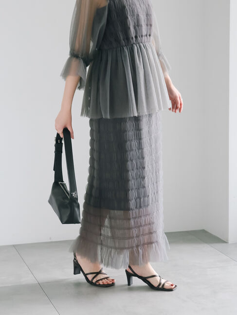 Te chichi「チュールシャーリングタイトスカート（セットアップ可）」|スカート|チャコールグレー