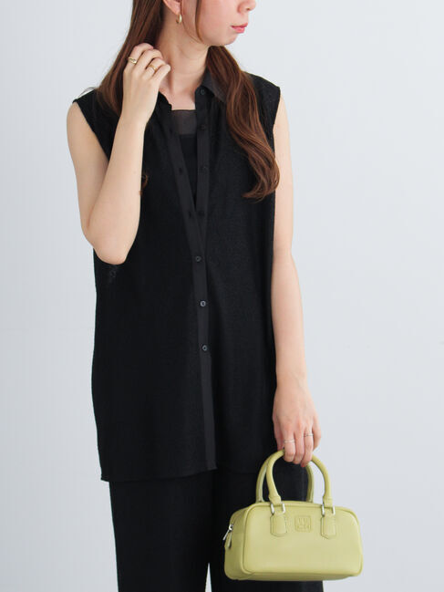 Te chichi「クレープメッシュノースリーブシャツ（セットアップ可）」|シャツ・ブラウス|ブラック